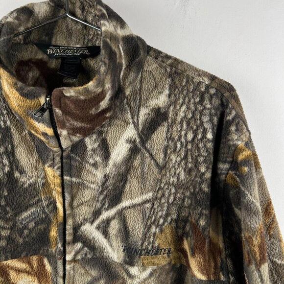 Vintage Camo fleece jacket mens M full zip Winchester camouflage y2k - Picture 7 of 7